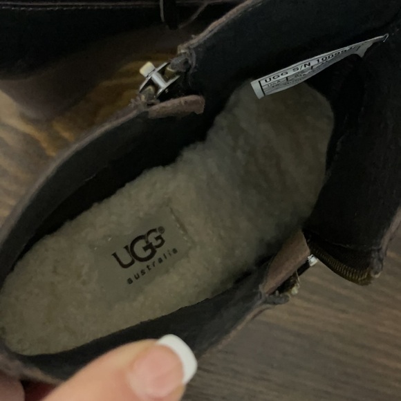 UGG Brown Lodge Meredith Shearling Lined Wedge Ankle Boots Size 10 - Picture 11 of 11